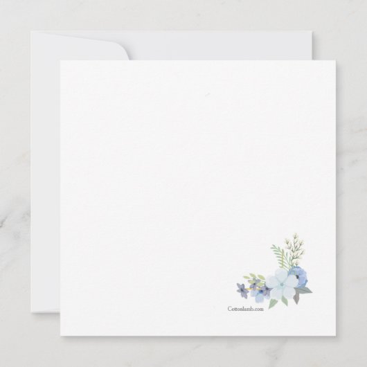 Blue Flowers Square uitnodiging (Achterkant)