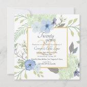 Blue Flowers Square uitnodiging (Voorkant)