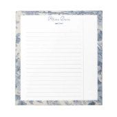 Blue Flowers Toile de Jouy jouw naam Notitieblok (Voorkant)