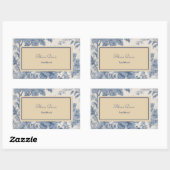 Blue Flowers Toile de Jouy jouw naam Rechthoekige Sticker (Vel)