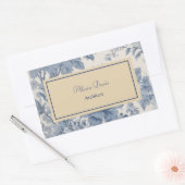 Blue Flowers Toile de Jouy jouw naam Rechthoekige Sticker (Envelop)