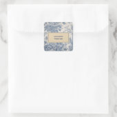 Blue Flowers Toile de Jouy jouw naam Vierkante Sticker (Tas)