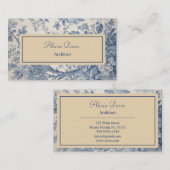 Blue Flowers Toile de Jouy jouw naam Visitekaartje (Voorkant / Achterkant)