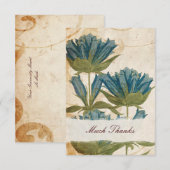 Blue Flowers Vintage Weddenschap Notitiekaartje (Voorkant / Achterkant)