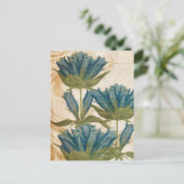 Blue Flowers Vintage Wedding Briefkaart (Staand voorkant)