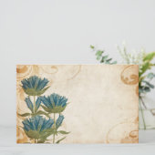 Blue Flowers Vintage Wedding Briefpapier (Staand voorkant)