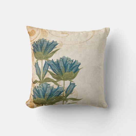 Blue Flowers Vintage Wedding Kussen (Voorkant)
