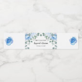 Blue Flowers Vrijgezellenfeest bruiloft Waterfles Etiket (Enkel label)