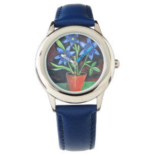 Blue Flowers Watch Horloge