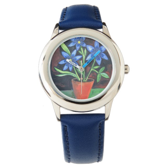 Blue Flowers Watch Horloge (Voorkant)