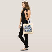 Blue Flowers Waterverf Kunstpatroon Tote Bag (Voorkant (model))