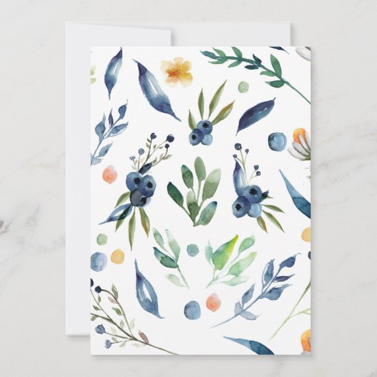 Blue Flowers Wedding Vow Renewal Kaart (Achterkant)