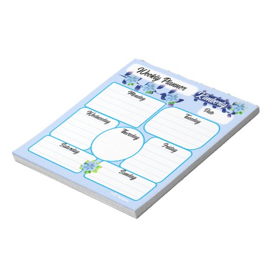 Blue Flowers Weekly Planner Notitieblok (Linkerzijde)