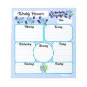 Blue Flowers Weekly Planner Notitieblok (Voorkant)