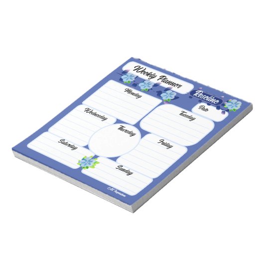 Blue Flowers Weekly Planner Notitieblok (Linkerzijde)