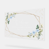 Blue Flowers, White Flowers, Baby Shower Welcome Acryl Bord (Hoek)