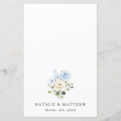 Blue Flowers, White Flowers, Boho, Wedding Menu (Achterkant)