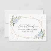 Blue Flowers, White Flowers, Greenery, Baby Shower Bedankkaart (Voorkant)