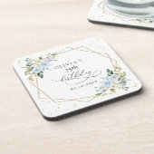 Blue Flowers, White Flowers, Greenery, Birthday Bier Onderzetter (Linkerzijde)