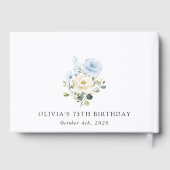 Blue Flowers, White Flowers, Greenery, Birthday Gastenboek (Achterkant)