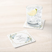 Blue Flowers, White Flowers, Greenery, Birthday Kartonnen Onderzetters (Insitu)