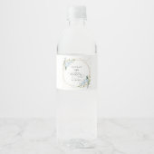 Blue Flowers, White Flowers, Greenery, Birthday Waterfles Etiket (Voorkant)