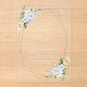 Blue Flowers, White Flowers, Greenery, Sweet 16 Acryl Uitnodigingen (Voorkant)