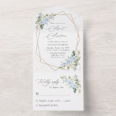 Blue Flowers, White Flowers, Greenery, Sweet 16 All In One Uitnodiging (Binnen)