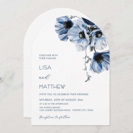 Blue Flowers White Kaart (Voorkant / Achterkant)