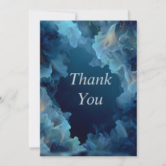 Blue Flowing Abstract Thank You Card Kaart