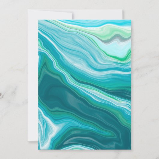 Blue Fluid Art Wedding Kaart (Achterkant)