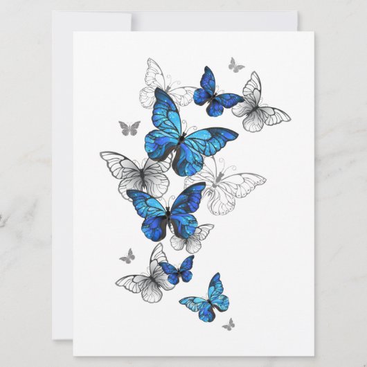 Blue Flying Butterflies Morpho Aankondiging (Voorkant)