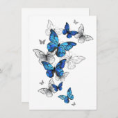 Blue Flying Butterflies Morpho Aankondiging (Voorkant / Achterkant)