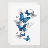 Blue Flying Butterflies Morpho Aankondiging (Voorkant / Achterkant)