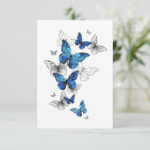Blue Flying Butterflies Morpho Advieskaart (Staand voorkant)
