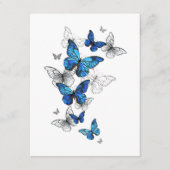 Blue Flying Butterflies Morpho Advieskaart (Voorkant)