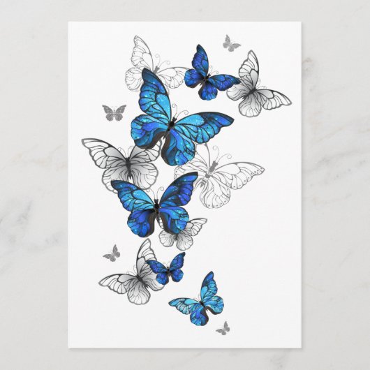 Blue Flying Butterflies Morpho Advieskaart (Voorkant)