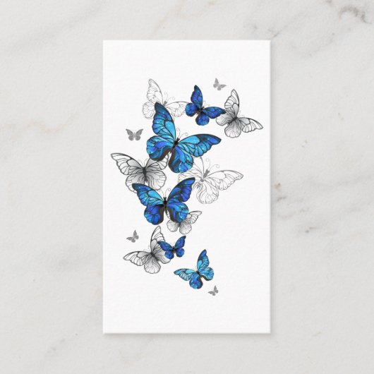 Blue Flying Butterflies Morpho Afsprakenkaartje (Voorkant)