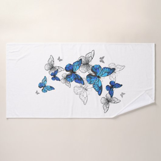 Blue Flying Butterflies Morpho Badhanddoek (Badhanddoek)