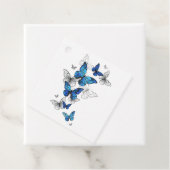 Blue Flying Butterflies Morpho Bedankjes Labels (In situ)