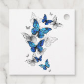 Blue Flying Butterflies Morpho Bedankjes Labels (Achterkant)