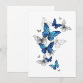 Blue Flying Butterflies Morpho Bedankkaart (Voorkant / Achterkant)