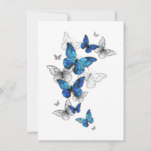 Blue Flying Butterflies Morpho Bedankkaart
