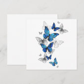 Blue Flying Butterflies Morpho Bedankkaart (Voorkant / Achterkant)