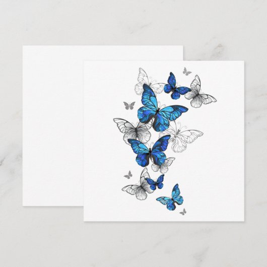 Blue Flying Butterflies Morpho Bedankkaart (Voorkant / Achterkant)