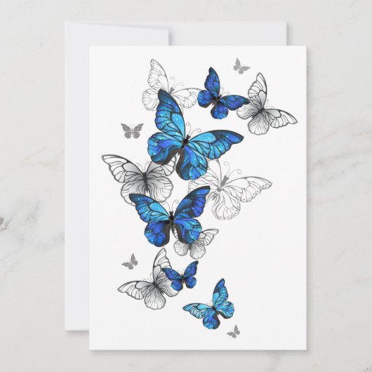 Blue Flying Butterflies Morpho Bedankkaart (Voorkant)