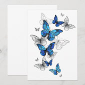 Blue Flying Butterflies Morpho Bedankkaart (Voorkant / Achterkant)