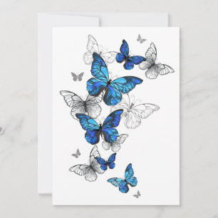 Blue Flying Butterflies Morpho Bedankkaart