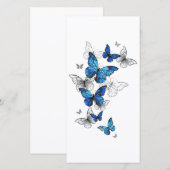 Blue Flying Butterflies Morpho Bedankkaart (Voorkant / Achterkant)