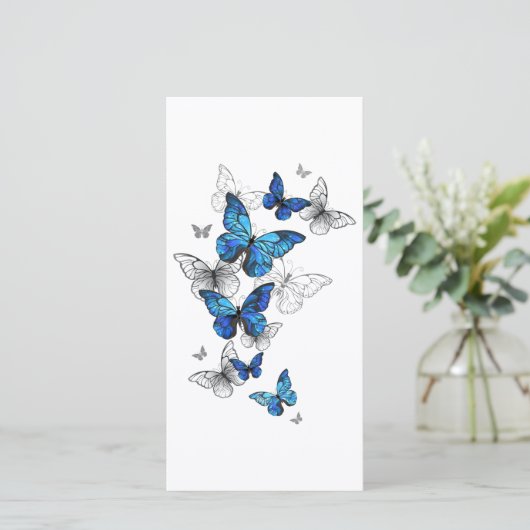 Blue Flying Butterflies Morpho Bedankkaart (Staand voorkant)